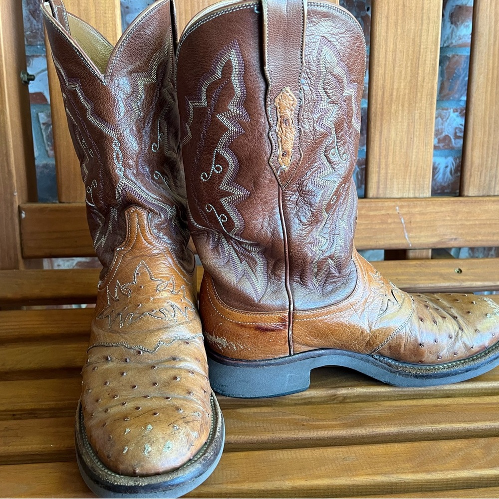 Lucchese Tan and Brown Western Boots